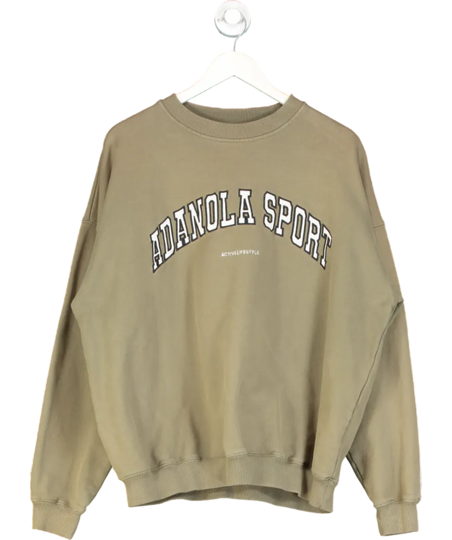 Adanola Olive Green Logo-embroidered Relaxed-fit Organic-cotton Sweatshirt UK M