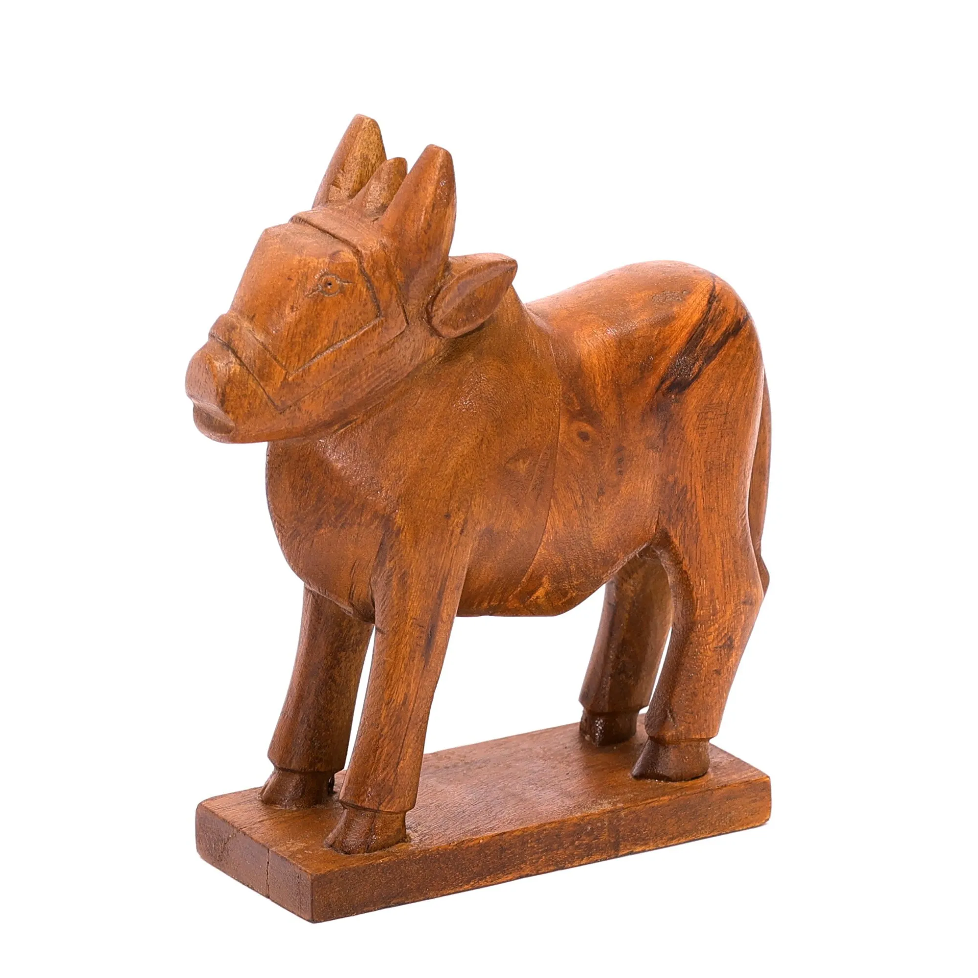 Artistically Handcrafted Wooden Cow