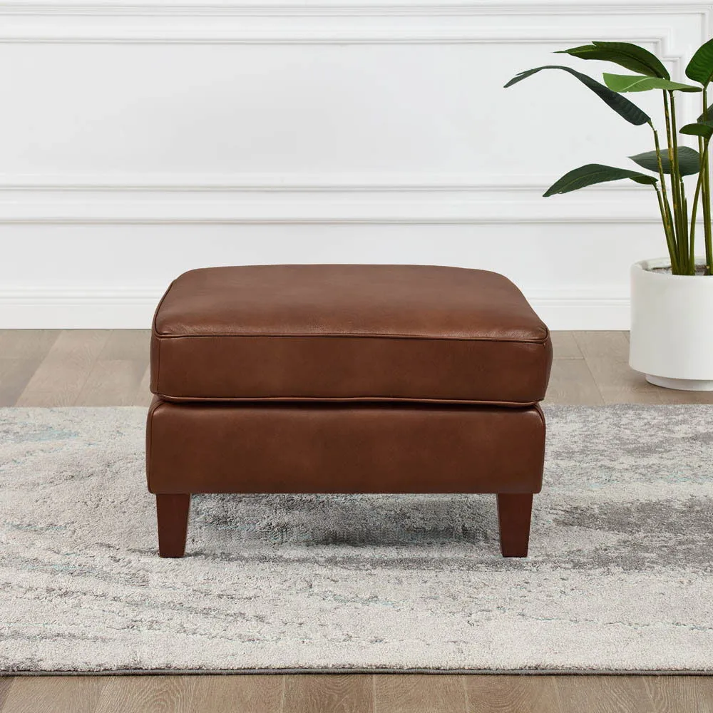 Ashby - Leather Ottoman - Pecan