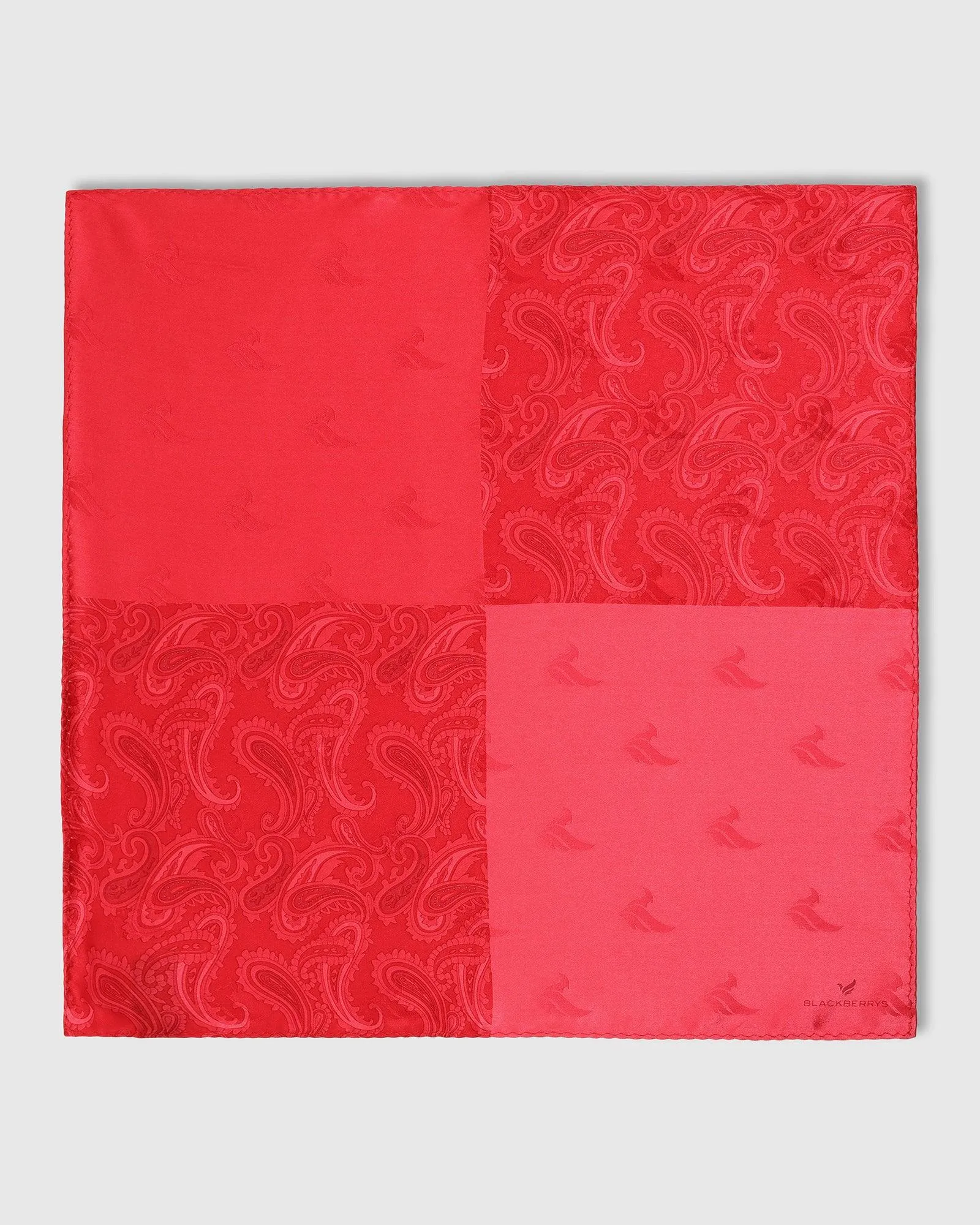 Boxed Combo Printed Tie And Pocket Square In Red - Tuna