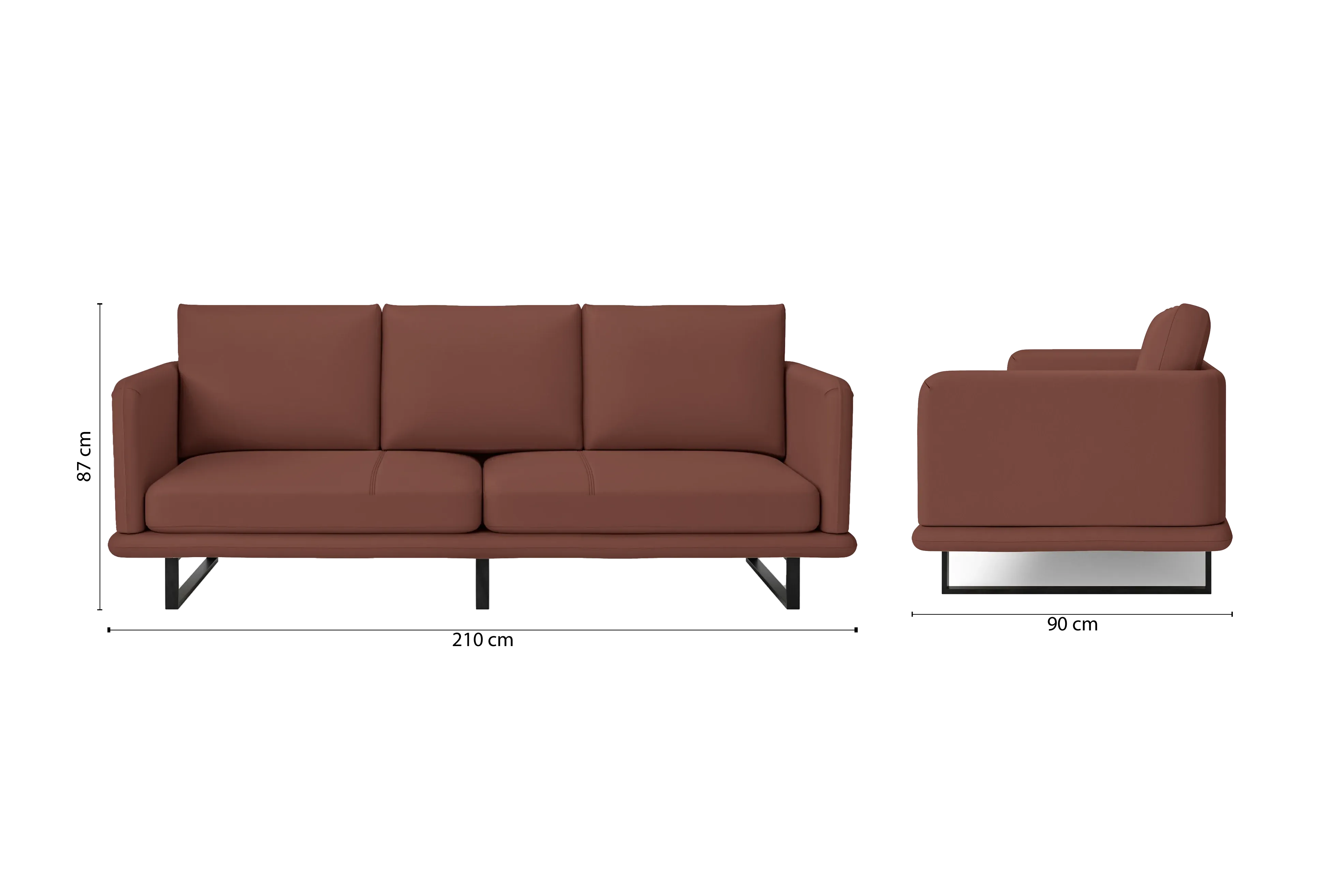 Calabria 3 Seater Sofa Mauve Leather