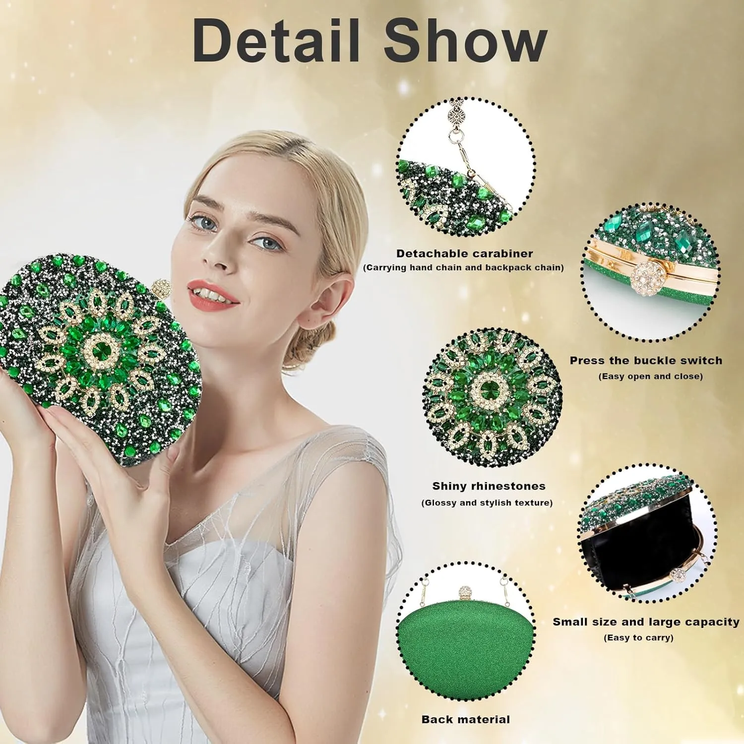 Clutch Purses For Women Rhinestone Evening Purse Sparkling Handbags Crystal Clutch For Wedding Party