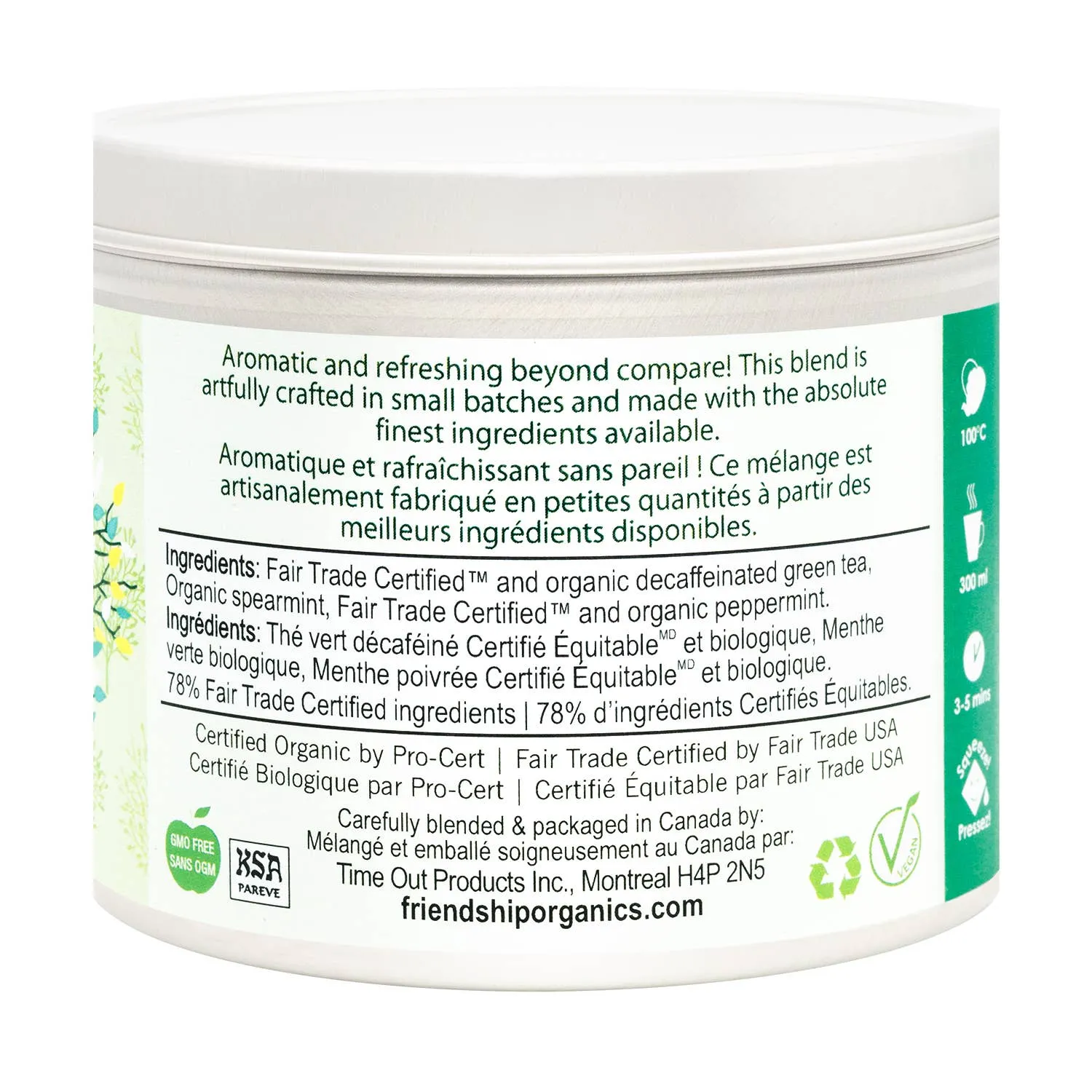 Decaf Green Mint Tea, Organic and Fair Trade Certified