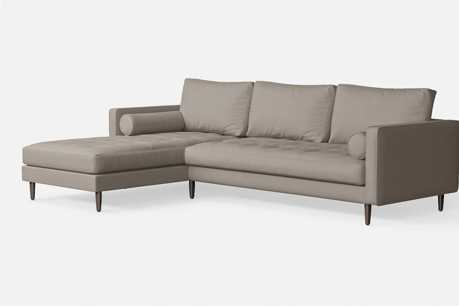 Gela 3 Seater Left Hand Facing Chaise Lounge Corner Sofa Sand Leather