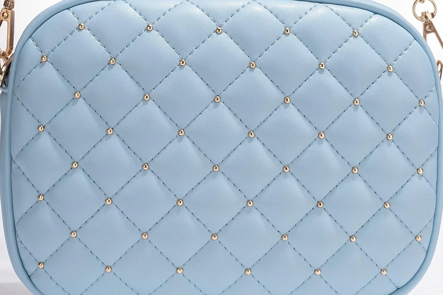 Hanbella Cross body Clutch Purses for Women & Teens - Cute Small Quilted Leather Shoulder Bag with Gold Chain for Girls
