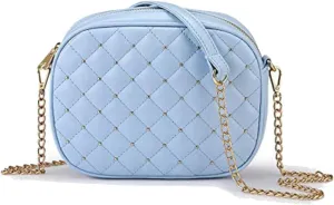 Hanbella Cross body Clutch Purses for Women & Teens - Cute Small Quilted Leather Shoulder Bag with Gold Chain for Girls