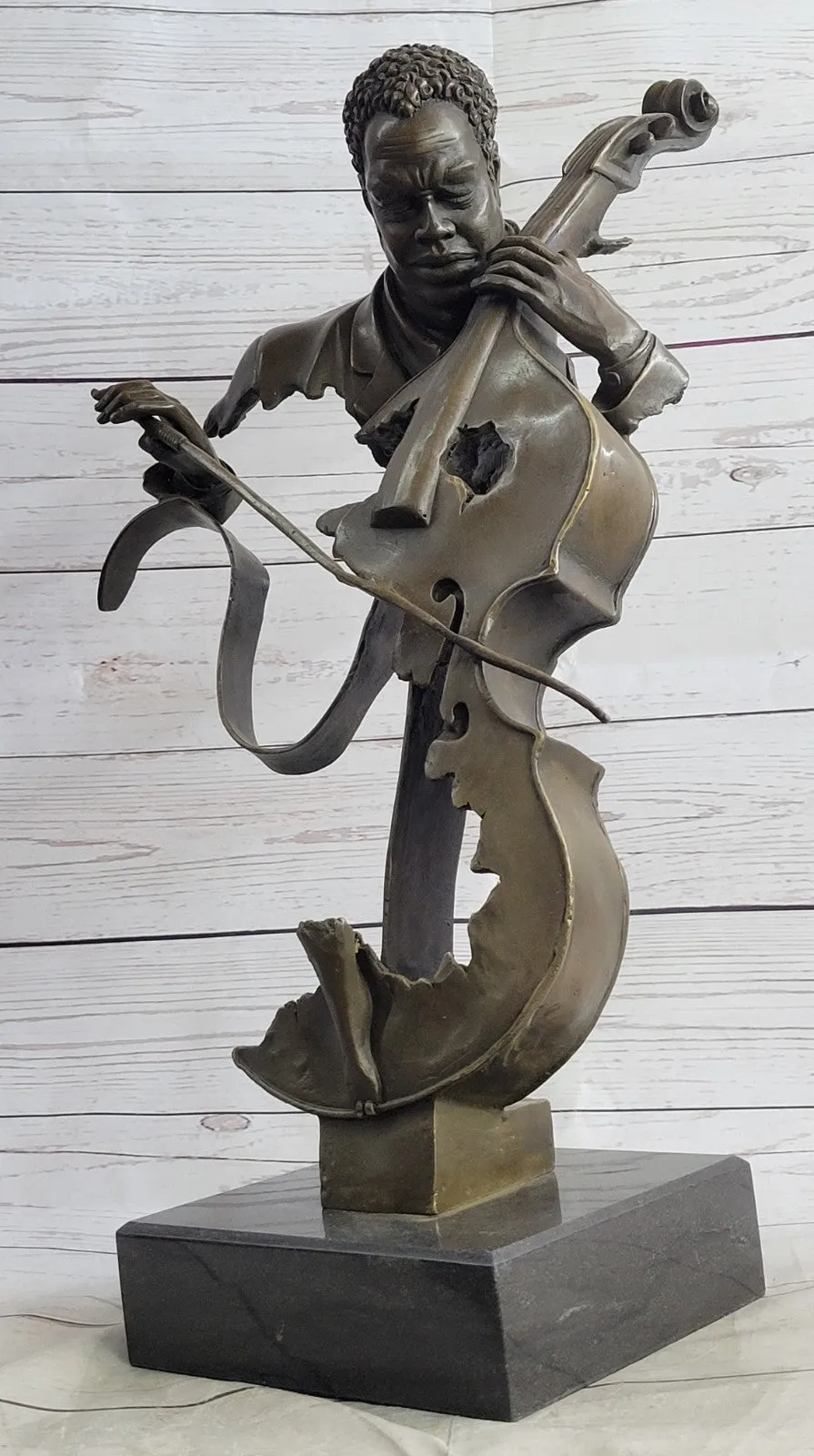 Hot Cast Collectible Cello Player Music Trophy Original Bronze by Williams Sale