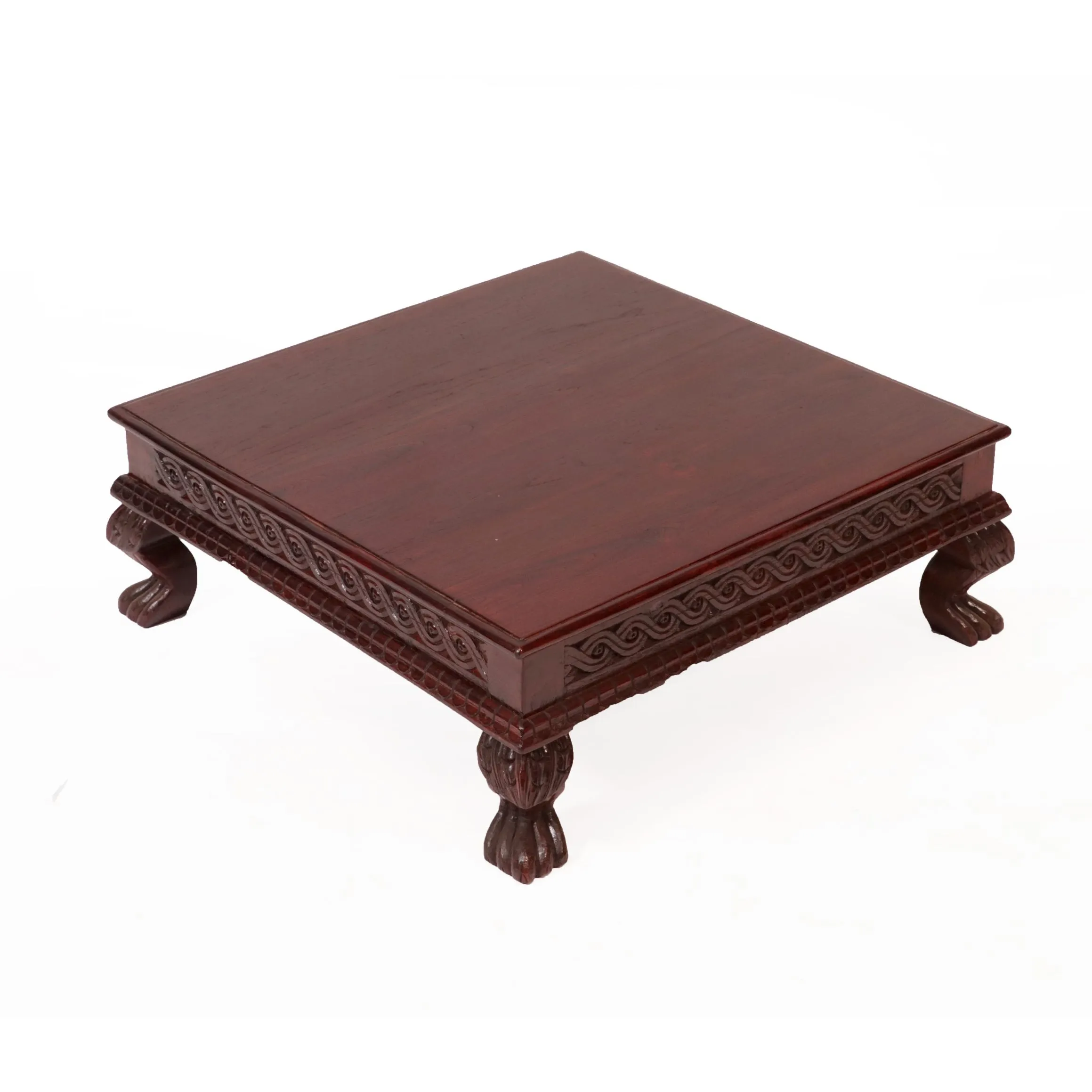 Intricate Carved Teak Bajot