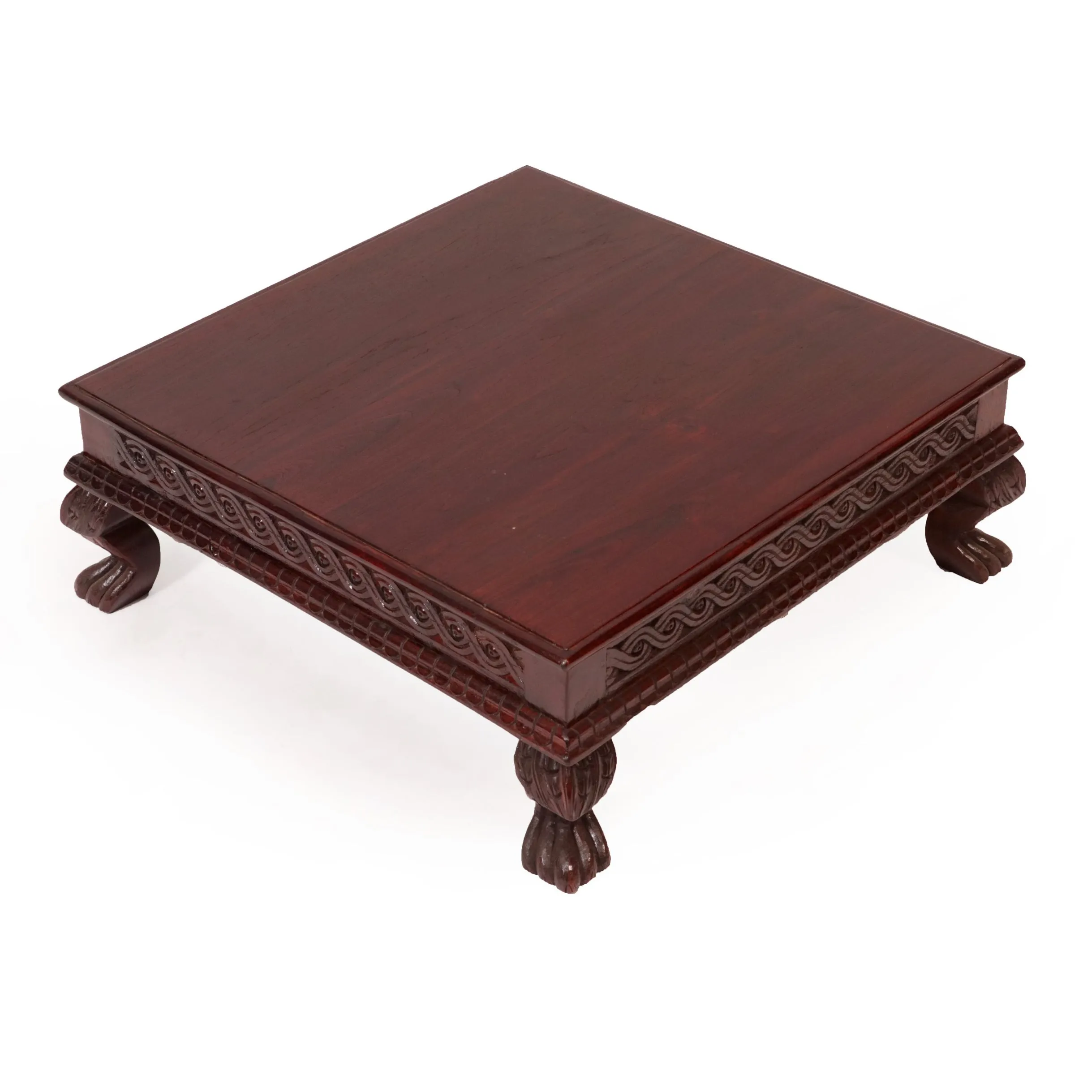 Intricate Carved Teak Bajot