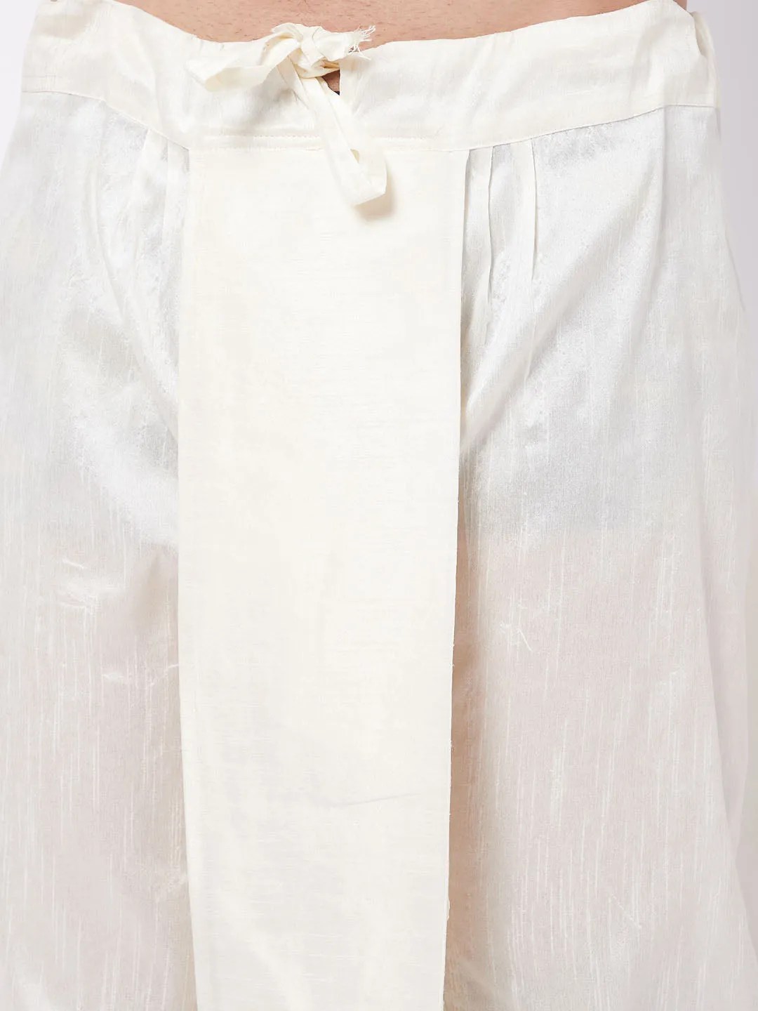 Jashvi Men's Cream Silk Blend Traditional Dhoti