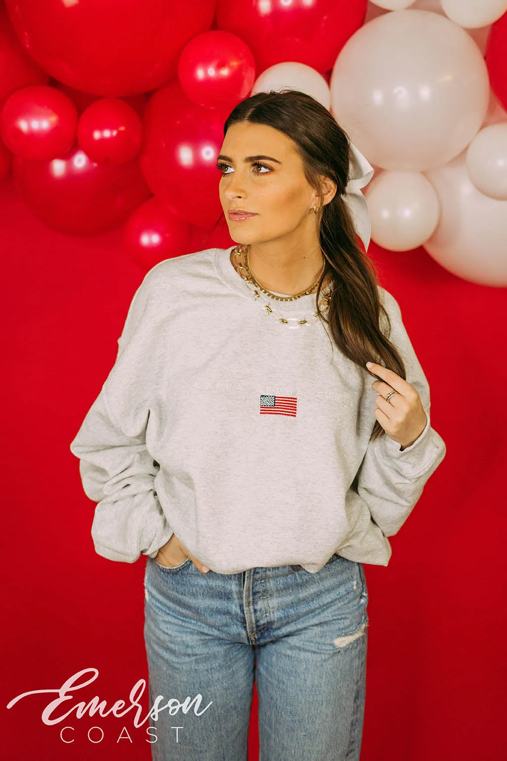 Kappa Alpha Theta Subtle America Embroidered Sweatshirt
