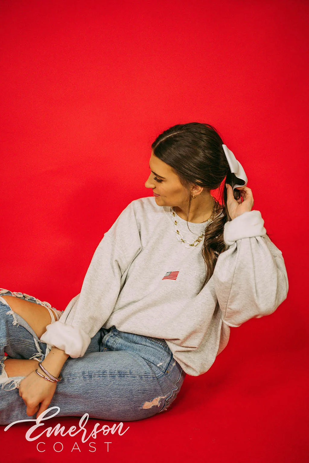 Kappa Alpha Theta Subtle America Embroidered Sweatshirt