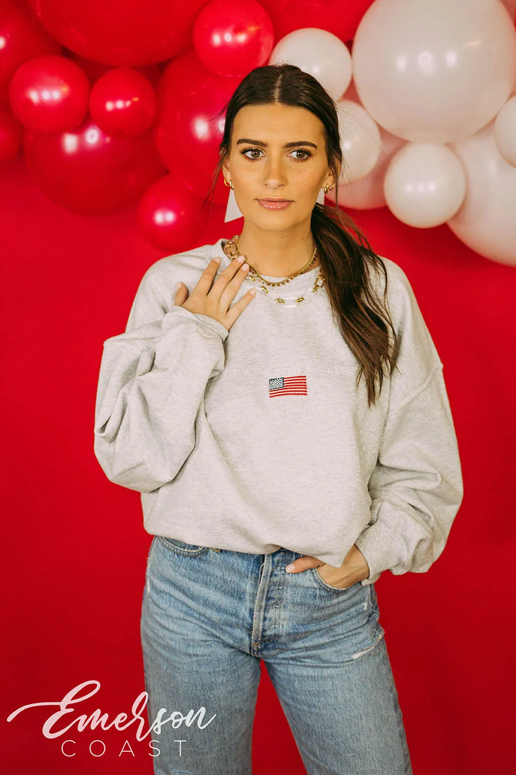 Kappa Alpha Theta Subtle America Embroidered Sweatshirt