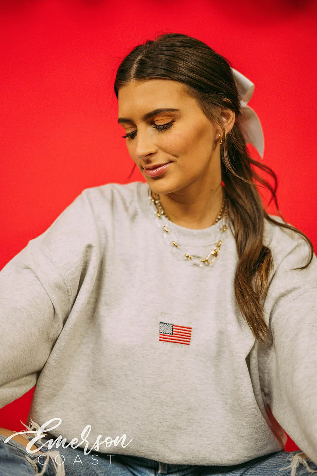 Kappa Alpha Theta Subtle America Embroidered Sweatshirt