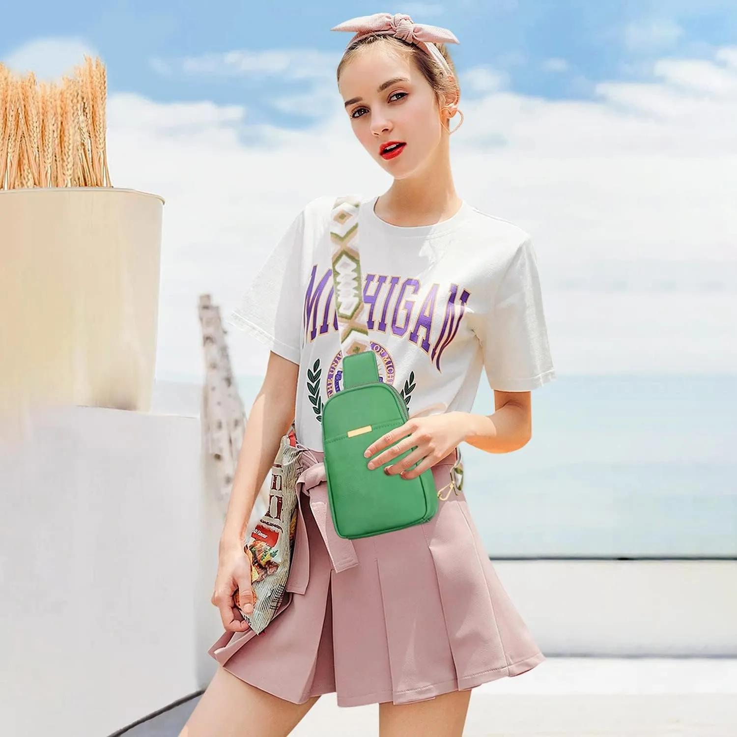 KKXIU Small Sling Bag for Women Crossbody Trendy Fanny Packs Vegan Leather Mini Cell Phone Teenage Purse