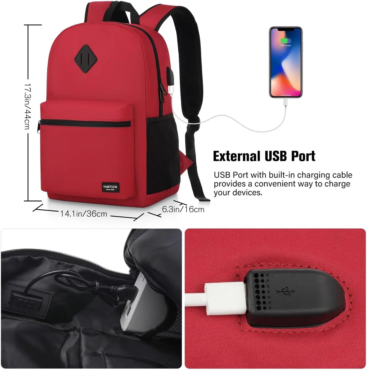 Laptop Backpack,School Backpack Bookbag for Women and Teen Girls Backpack with USB Port for College Students Work