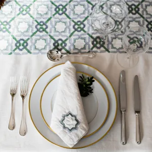 LINEN TABLECLOTH WHITE ALHAMBRA | 350 x 180 cm