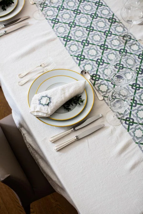 LINEN TABLECLOTH WHITE ALHAMBRA | 350 x 180 cm