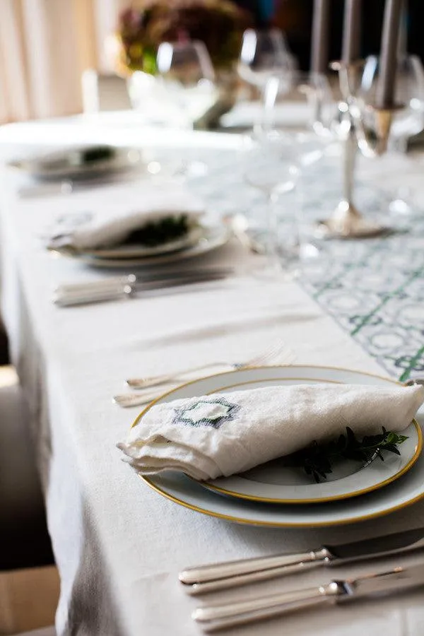 LINEN TABLECLOTH WHITE ALHAMBRA | 350 x 180 cm