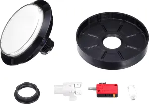 MECCANIXITY Starts Arcade Buttons ABS Micro Switch Flat Large Circle with Light for Video Games Parts DC 12V White