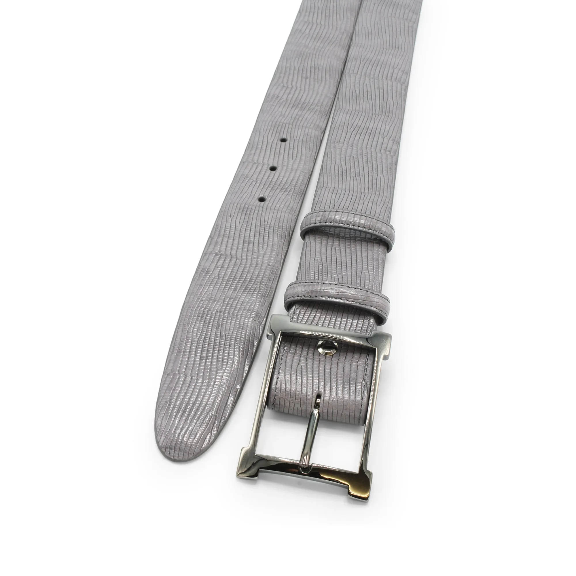 Mid Grey Lucertola Frame Prong Belt