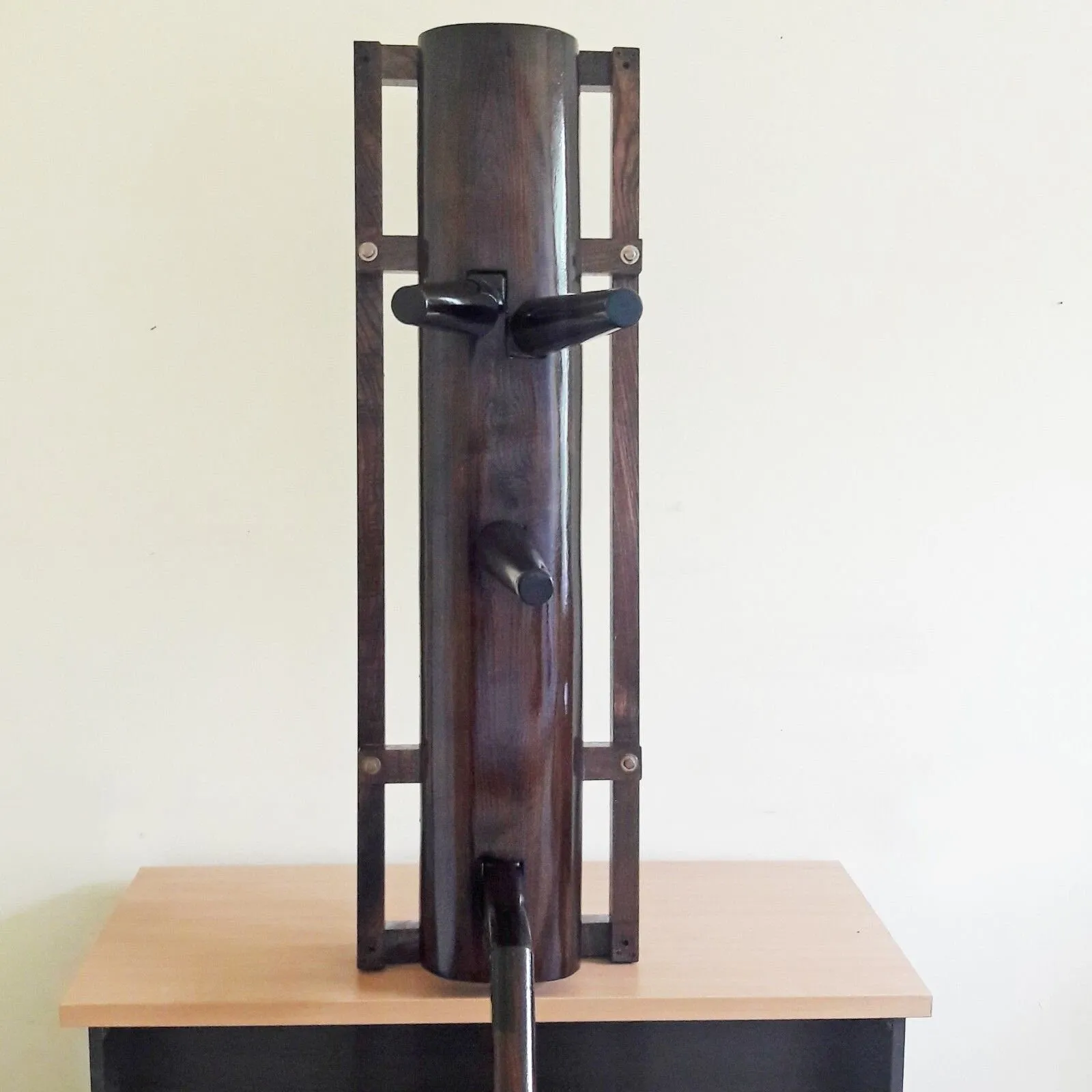 Сompact Wing Chun Wooden dummy with a leg - Muk yan jong (Ash Brown)
