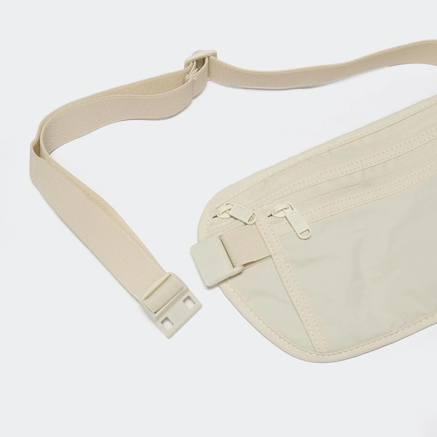 Pander Unisex RFID Anti Theft Waist Pouch Money Belt for Travel, Blocking Hidden Wallet Belt Bag for Women, Protects Your Valuables and Data. (White Opal)