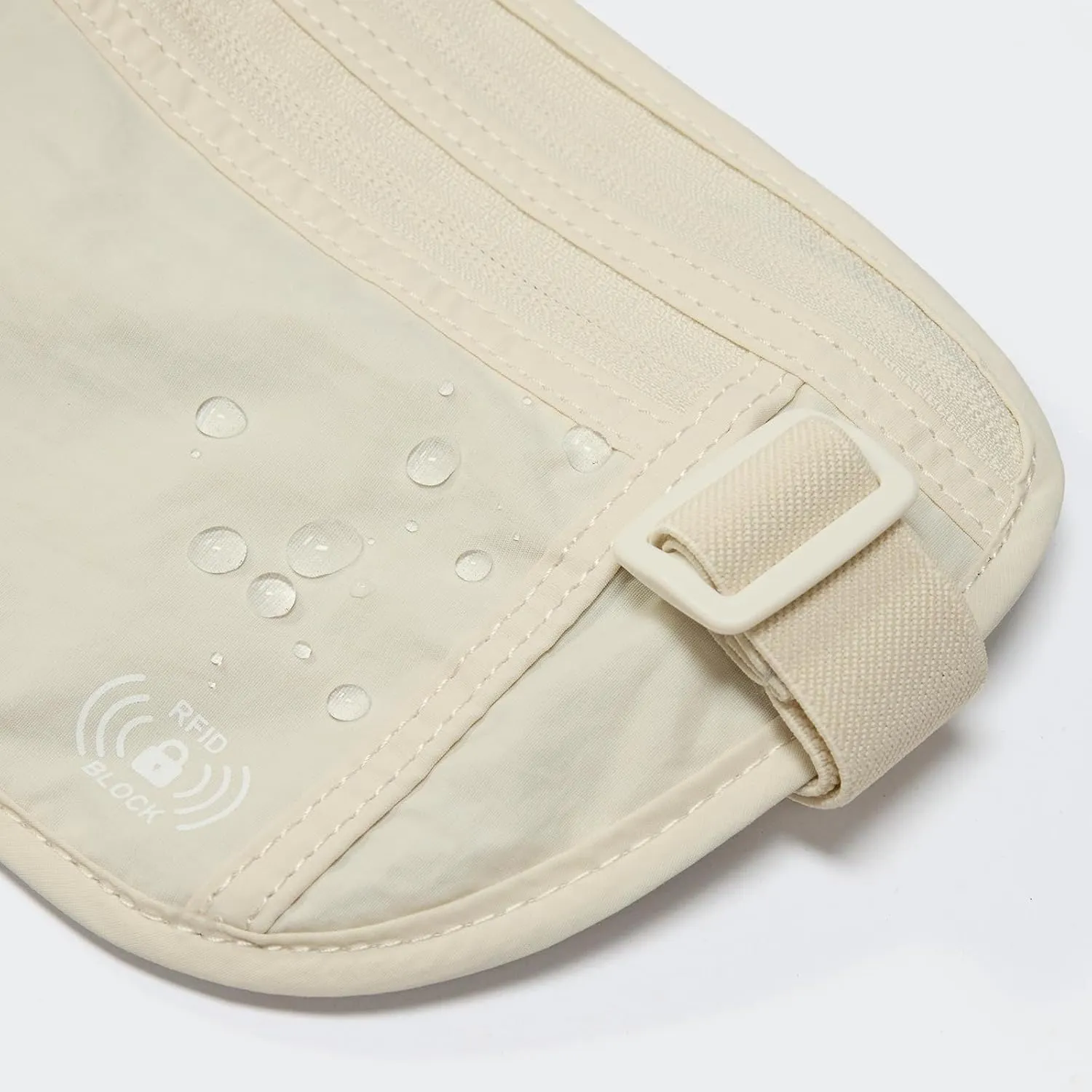 Pander Unisex RFID Anti Theft Waist Pouch Money Belt for Travel, Blocking Hidden Wallet Belt Bag for Women, Protects Your Valuables and Data. (White Opal)