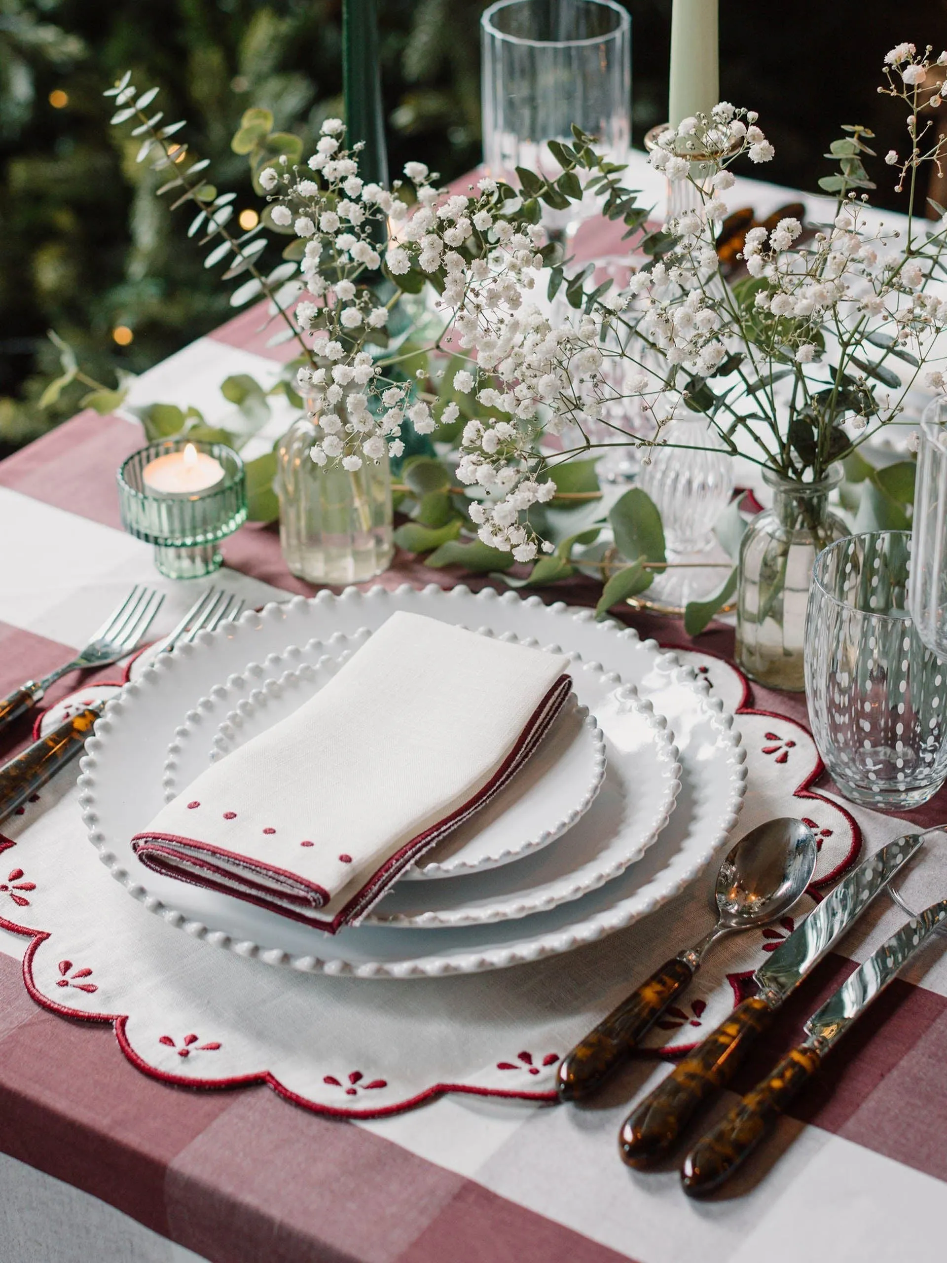 Poppy burgundy placemats, set of 4