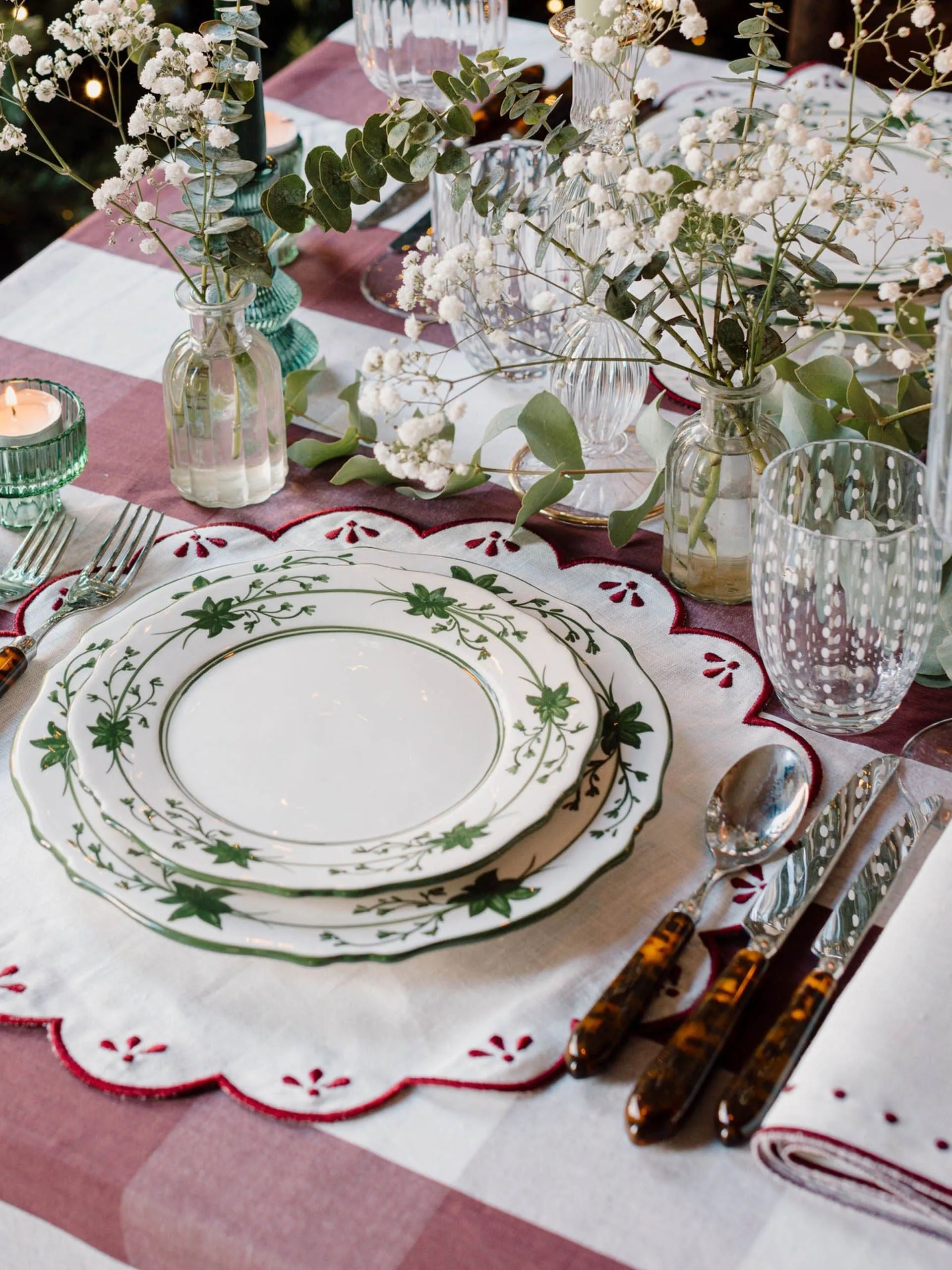 Poppy burgundy placemats, set of 4