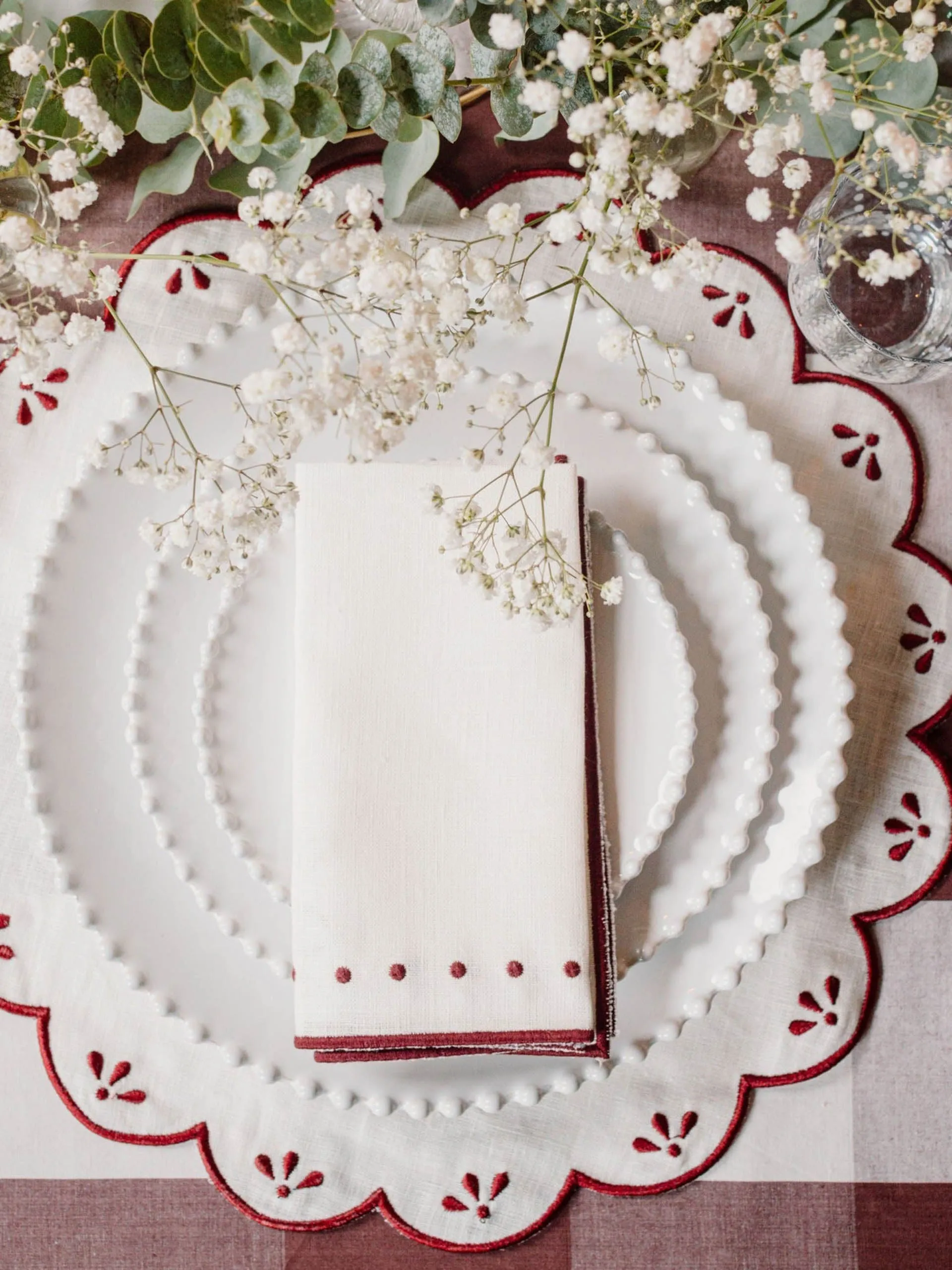 Poppy burgundy placemats, set of 4