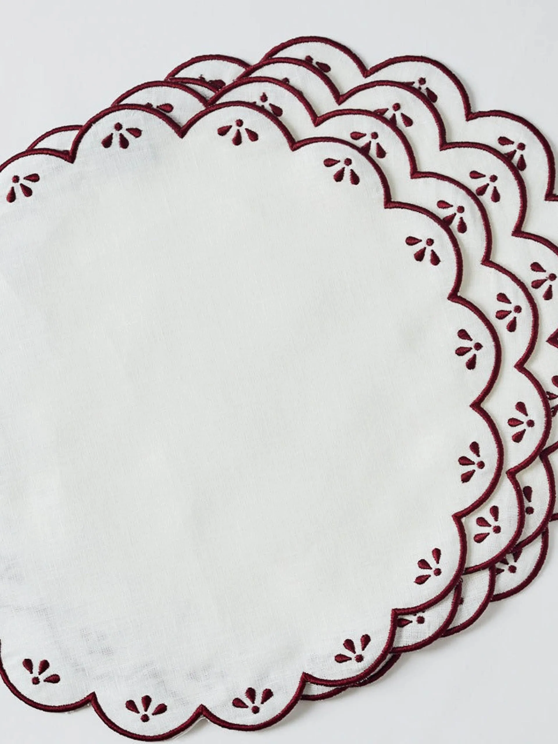 Poppy burgundy placemats, set of 4