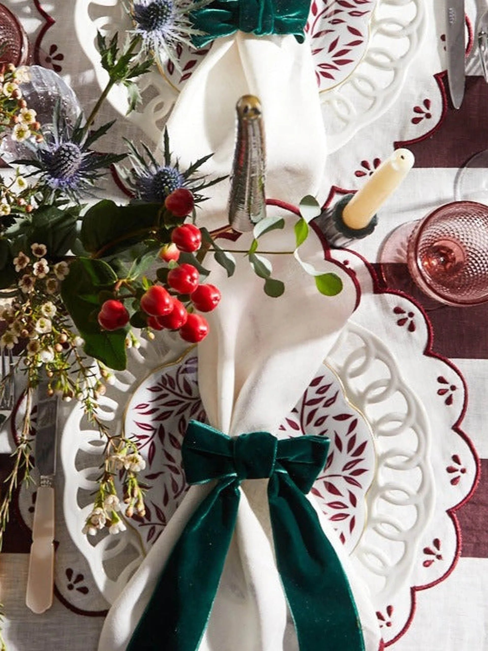 Poppy burgundy placemats, set of 4