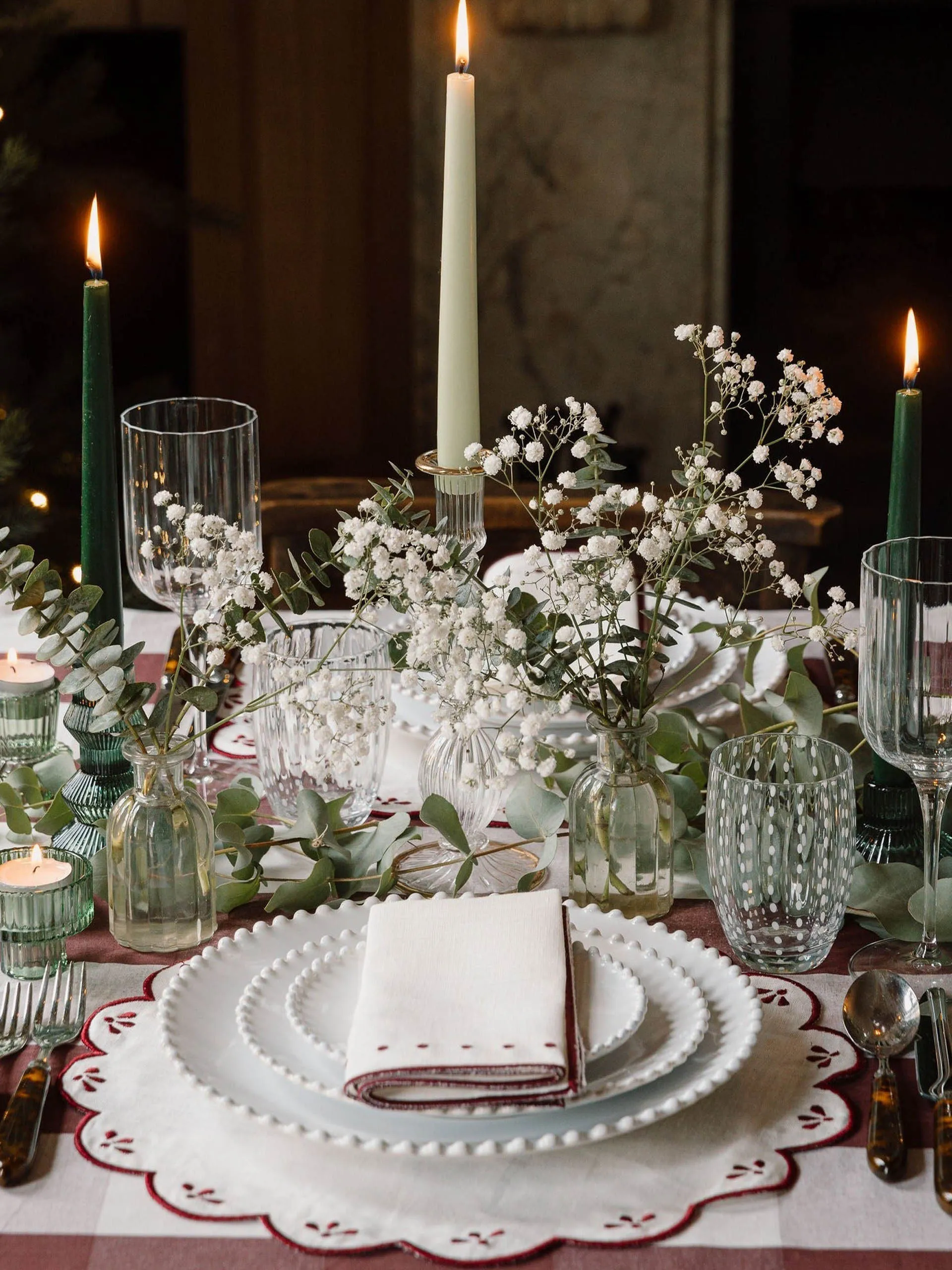 Poppy burgundy placemats, set of 4