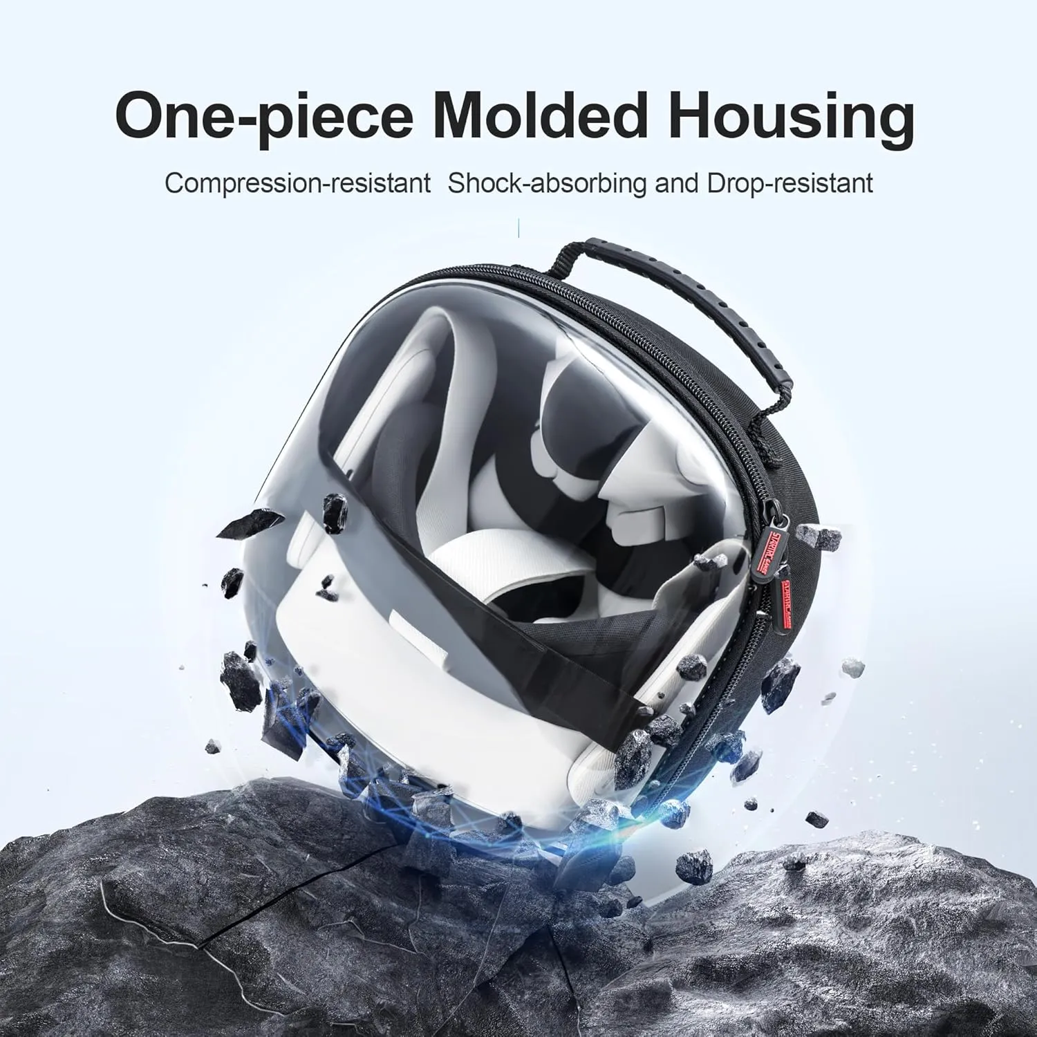 Portable Mini Carrying Case for Meta Quest 3S/Quest 3/Vision Pro, Hard Travel Case Compatible with Original Head Strap, Controller and Accessories, Hard Shell Bag for Effective Protection, Transparent