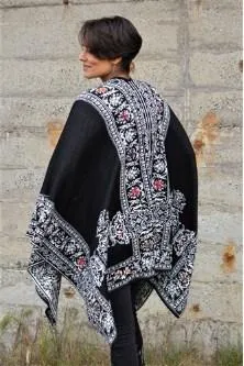 Reversible Ruana White Floral