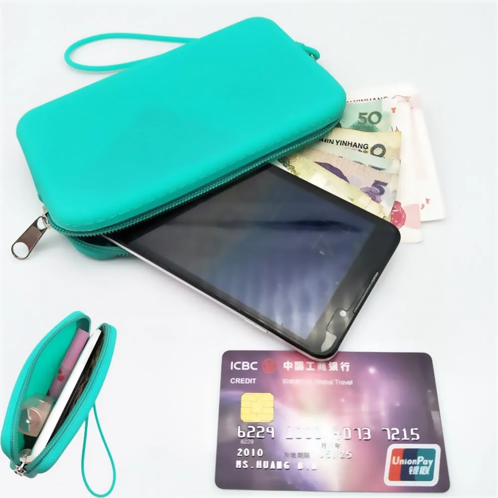 Silicone Small Makeup Bag Pouch for Purse, Travel Toiletry Bag Cute Portable Cosmetic Bag Waterproof Makeup Storage Bag Mini Zipper Clutch Makeup Organizer for Makeup, Beauty Tools (Small Green)