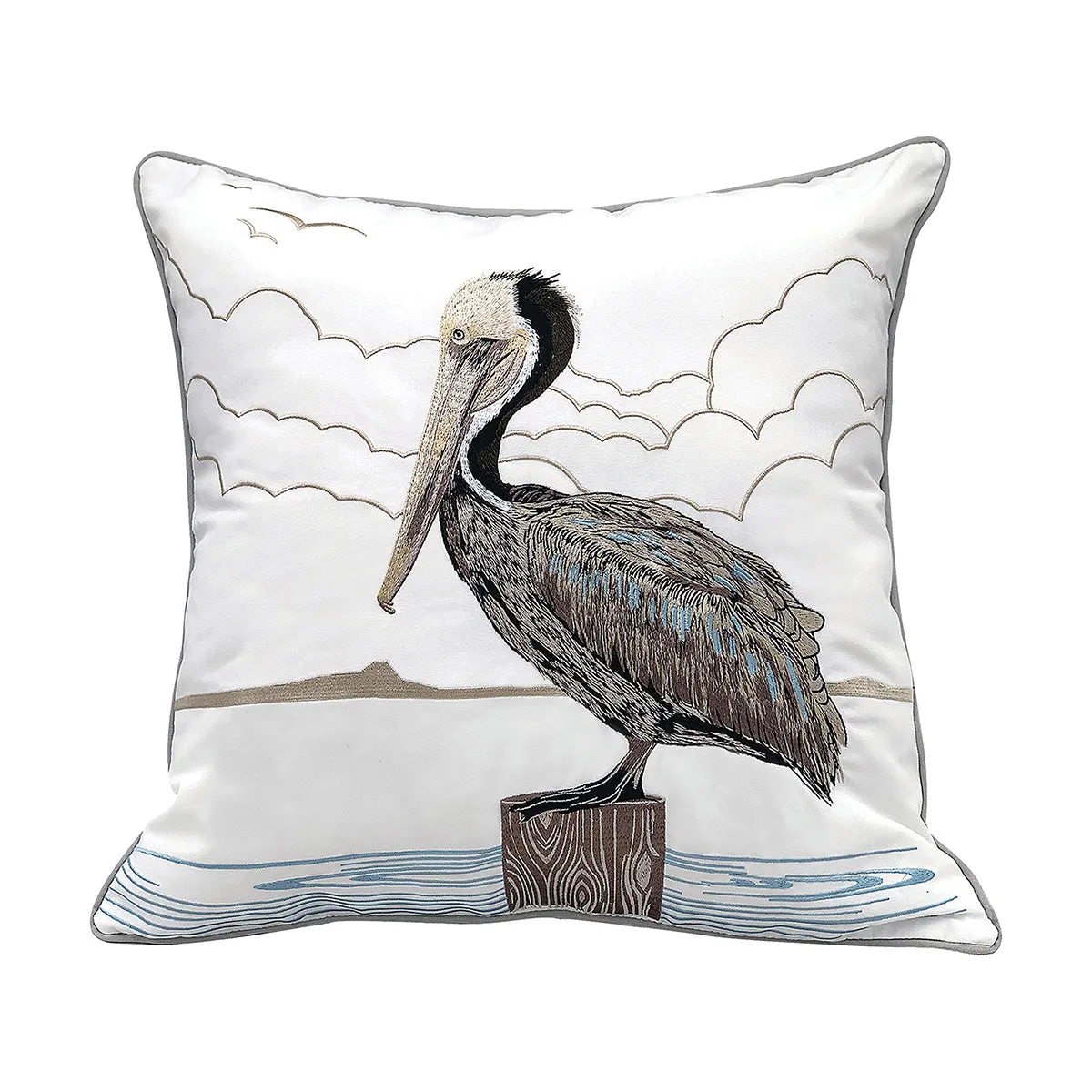 Sunbathing Brown Pelican Indoor Outdoor Pillow