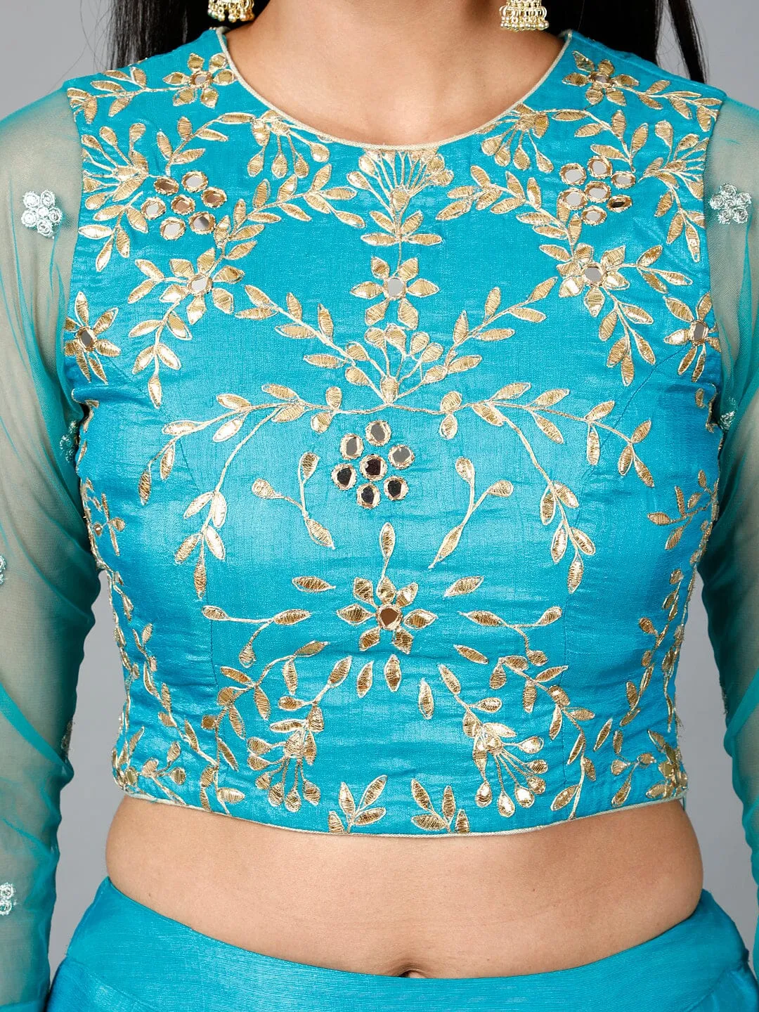 Turquose Blue Gota Patti Lehenga, Choli and Dupatta set