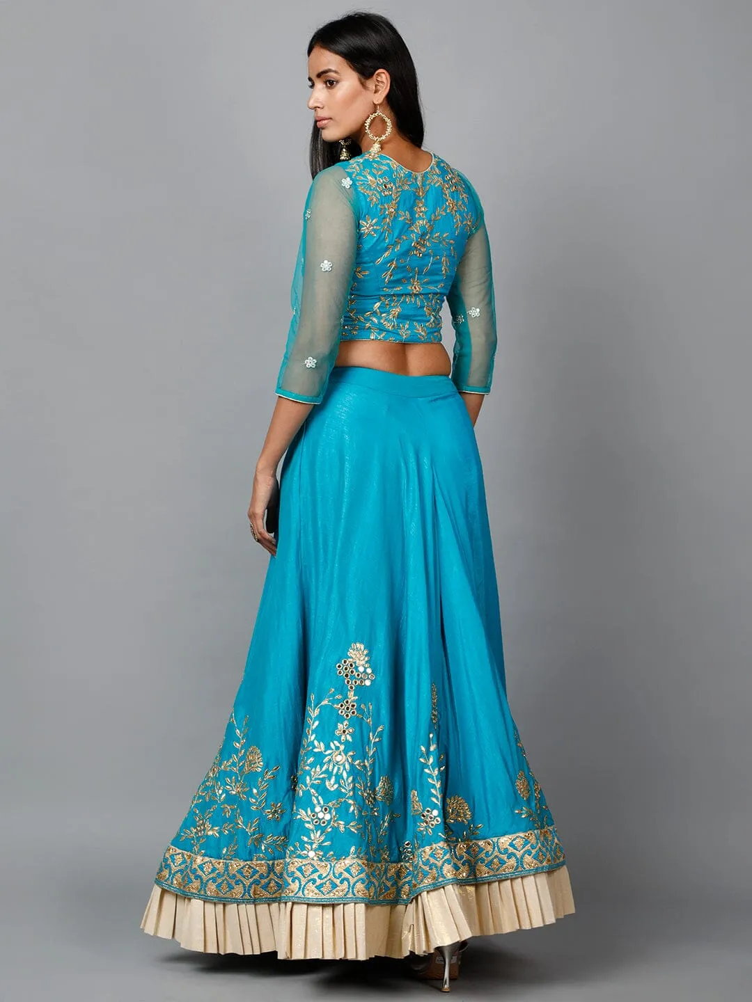 Turquose Blue Gota Patti Lehenga, Choli and Dupatta set