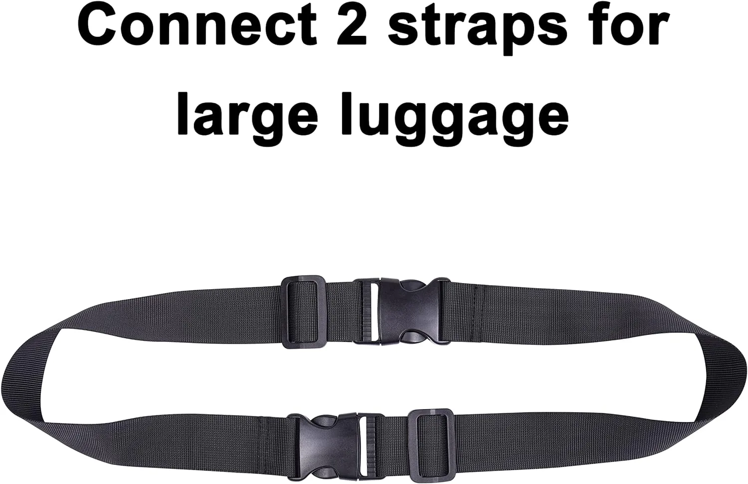 Wisdompro 2 Pcs Add a Bag Luggage Strap, Heavy Duty Adjustable Suitcase Belt Travel Attachment Travel Accessories for Connecting Your Luggage Together - Black