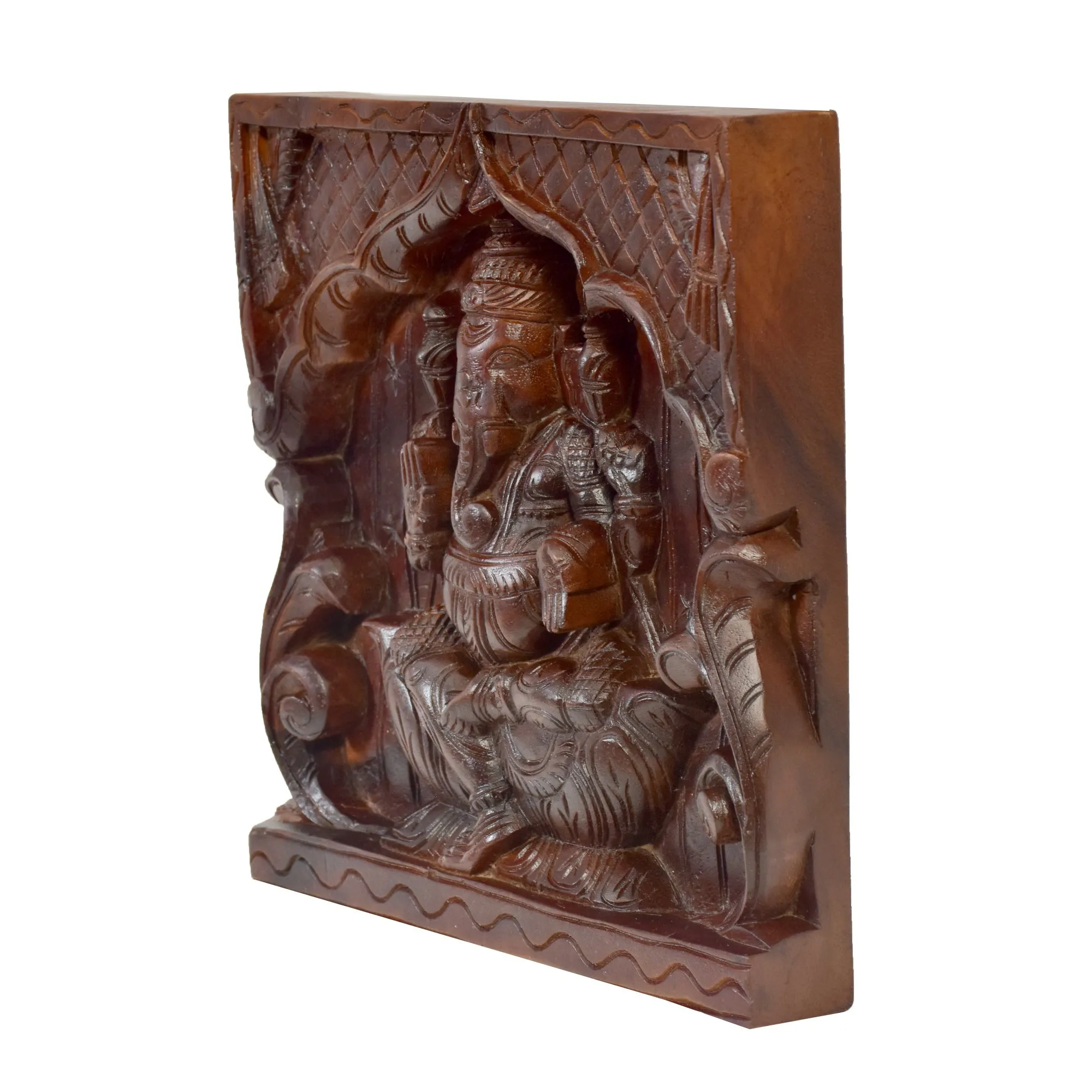 Wooden Carved Ganesha Wall Panel