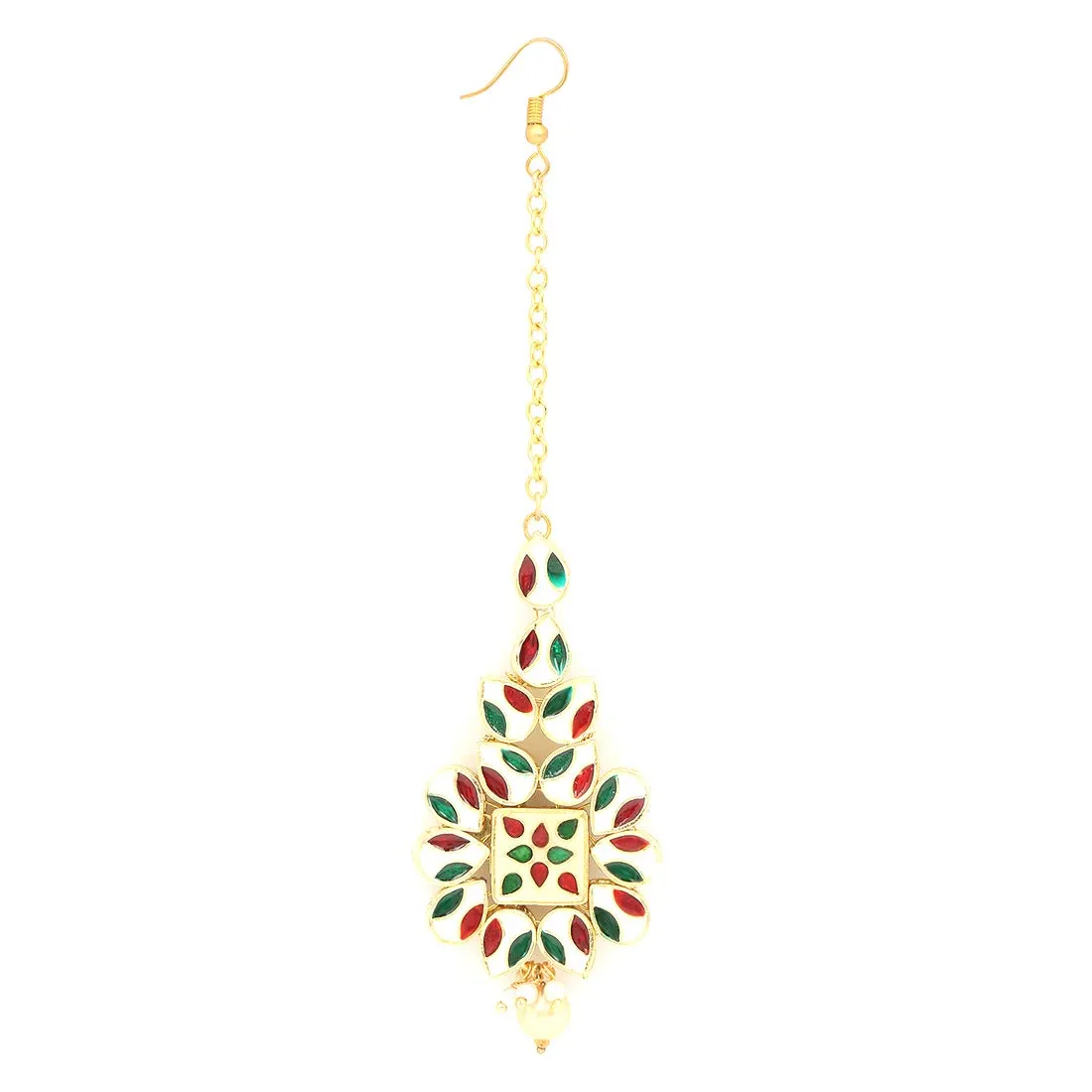 Yellow Chimes Traditional Gold Plated Kundan Studded Designer Ethnic Maang Tikka for Women and Girls
